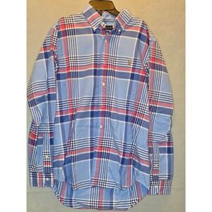 Ralph Lauren Mens Classic Fit Plaid Button Down Shirt Blue Red White Cotton M